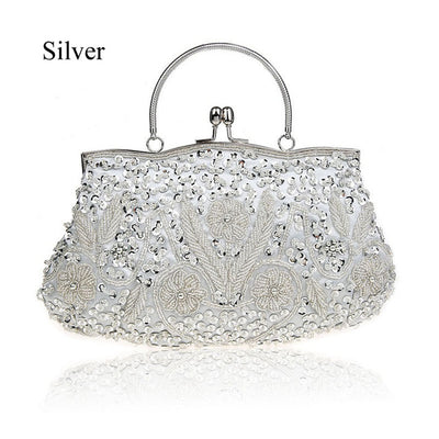 Women Clutch Bags Beads Evening Exquisite Ladies Beaded Embroidered Wedding Party Bridal Handbag Wristlet  bolsos Small  3393