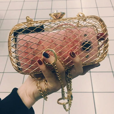 Fashion Design Unique Personality Hollow Metal Cages Party Clutch Evening Bag Women Shoulder Bag Ladies Handbag Messenger Bags