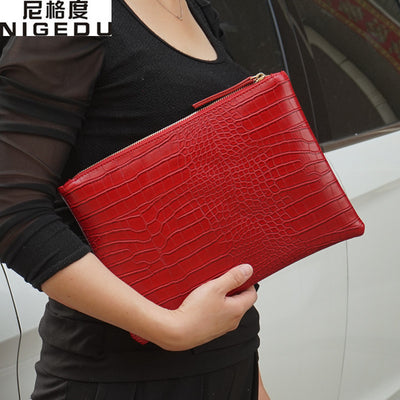 Fashion crocodile women's clutch bag pu leather women envelope evening bag 2018 new female Clutches Handbag bolsa feminina purse