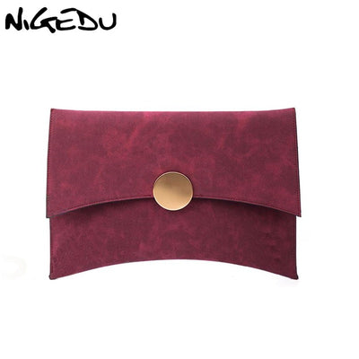 NIGEDU Design Women Clutch Bag Faux Suede Ladies Shoulder Bag female evening bags Matte Leather Chains Envelope Crossbody Bag