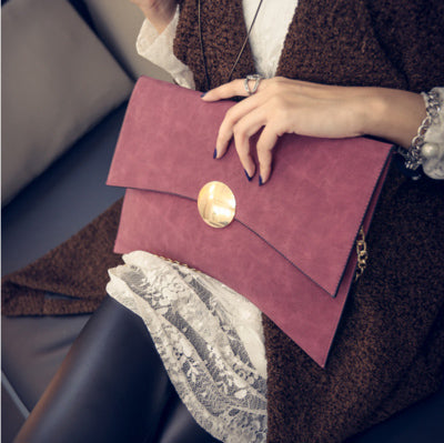 NIGEDU Design Women Clutch Bag Faux Suede Ladies Shoulder Bag female evening bags Matte Leather Chains Envelope Crossbody Bag