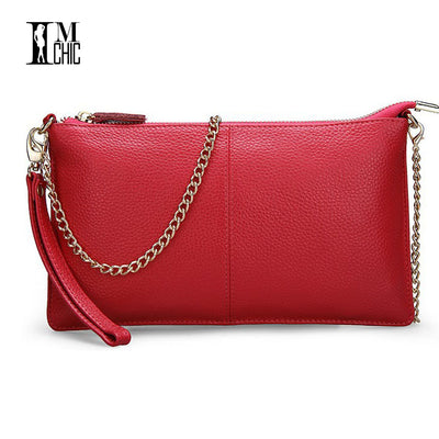 Soft Genuine Leather Ladies Chain Shoulder Bag Real Cowskin Women Small Clutch Bags Classic Girl Gift Evening Party Handbags