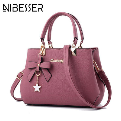 NIBESSER 2018 Elegant Shoulder Bag Women Designer Luxury Handbags Women Bags Plum Bow Sweet Messenger Crossbody Bag for Women