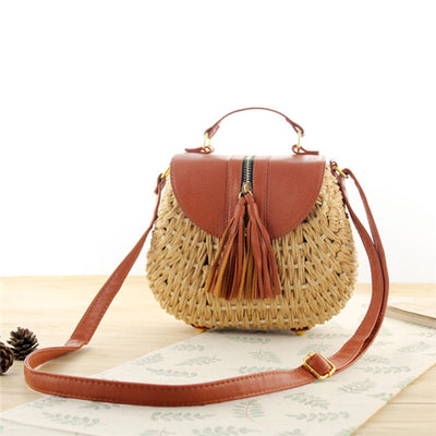 2018 Famous Designer Ladies Woven Knitting Messenger Crossbody Bags New Summer Bohemian Women Tassel Straw Beach Shoulder Bag