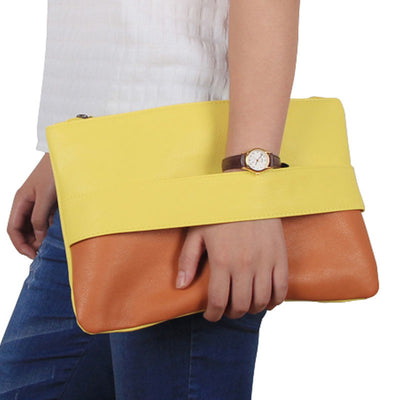 Candy Color Leather Women Bag Day Clutches Handbag Bolsa Feminina Wristlets Bags Ladies Casual Patchwork Wristlet Clutch