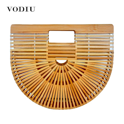 Women Handbag Female Big Travel Vacation Totes Bamboo Handbag For Ladies Handmade Woven Beach Bag Women Summer Women's Purse