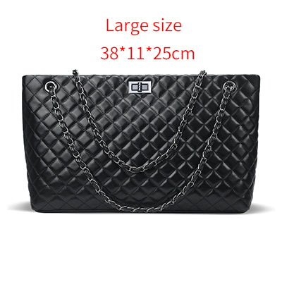 2018 Luxury Brand Women Plaid Bags Large Tote Bag Female Handbags Designer Black Leather Big Crossbody Chain Messenger Bag Girl