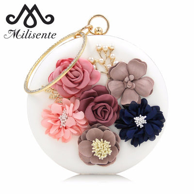 Milisente 2018 New Women Evening Clutches Bags Ladies Flower Wedding Bag Day Clutch Purse Female Party Bag